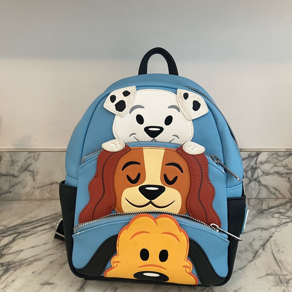 Disney Blue and Black Small Backpack with dogs